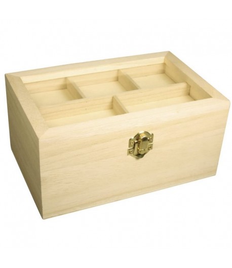 COFFRET EN BOIS COUVERCLE CASIER 19.5X12.8X9.6 CM