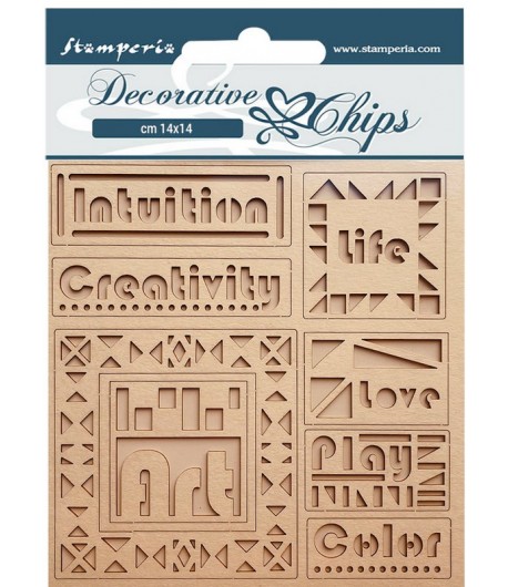 FORMES CARTON DECORATIVE CHIPS BAHAUS WRITINGS 14X14CM - SCB141