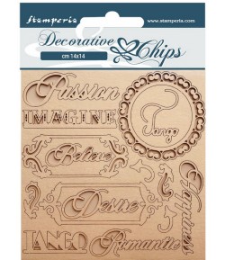 FORMES CARTON DECORATIVE CHIPS DESIRE WRITINGS 14X14CM - SCB145