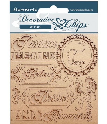 FORMES CARTON DECORATIVE CHIPS DESIRE WRITINGS 14X14CM - SCB145