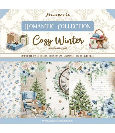 BLOC 10 FEUILLES COZY  WINTER 30.5 X 30.5 CM SBBL120