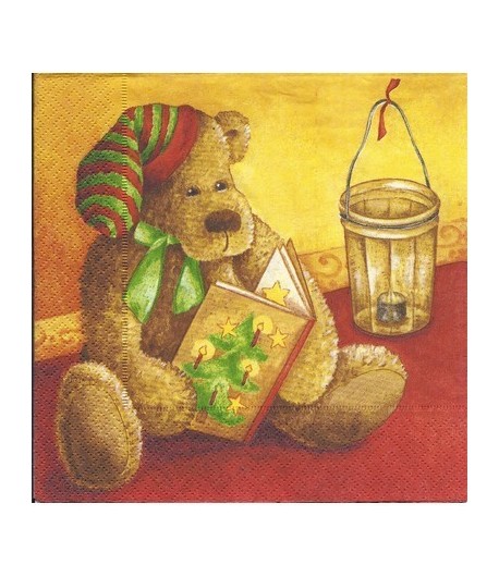 SERVIETTE OURS ET LIVRE