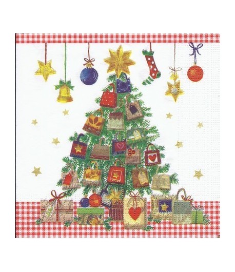 SERVIETTE SAPIN ET CADEAUX