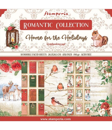 BLOC 10 FEUILLES HOME FOR THE HOLIDAYS 20.3X20.3CM SBBS68 STAMPERIA