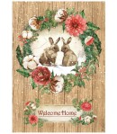 PAPIER DE RIZ A4 HOME FOR THE HOLIDAYS - BUNNIES 21X29.7 - DFSA4705 - STAMPERIA