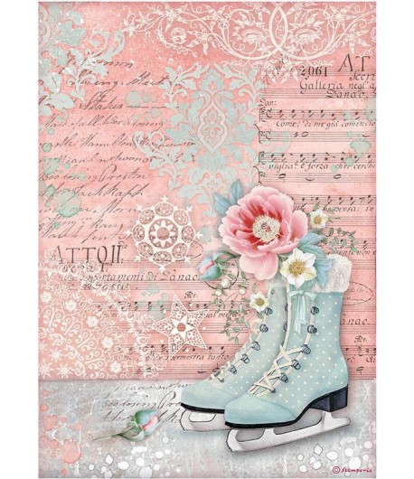 PAPIER DE RIZ A4 SWEET WINTER - ICE SKATE 21X29.7 - DFSA4730 - STAMPERIA