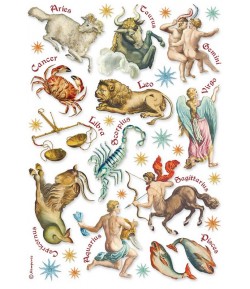 PAPIER DE RIZ A4 COSMOS INFINITY - ASTROLOGICAL SIGNS 21X29.7 - DFSA4732 - STAMPERIA