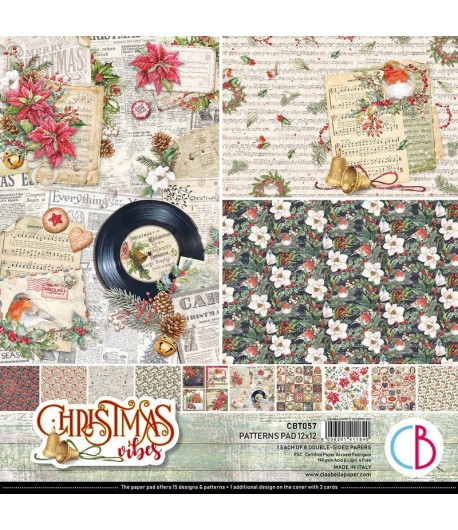 BLOC 8 FEUILLES CHRISTMAS VIBES PATTERNS CIAO BELLA 30X30CM CBT057