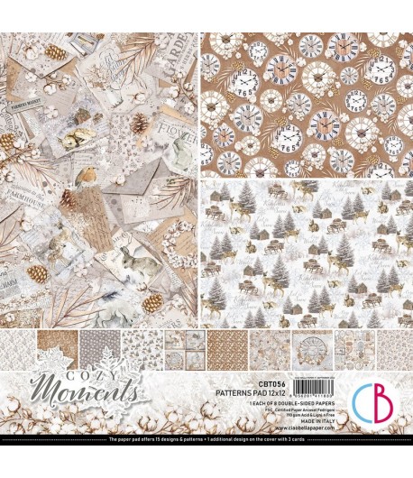 BLOC 8 FEUILLES COZY MOMENTS PATTERNS CIAO BELLA 30X30CM CBT056