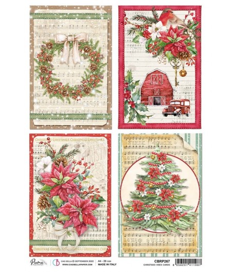PAPIER DE RIZ A4 CHRISTMAS VIBES CARDS 21 X 29.7 CM CIAO BELLA CBRP267