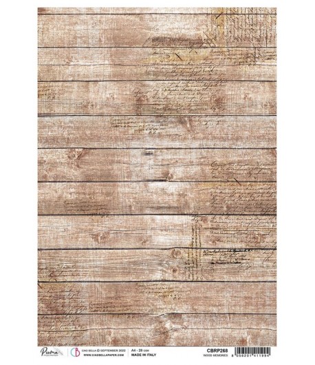 PAPIER DE RIZ A4 WOOD MEMORIES 21 X 29.7 CM CIAO BELLA CBRP268