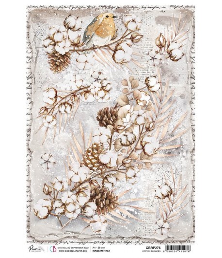 PAPIER DE RIZ A4 COTTON FLOWERS 21 X 29.7 CM CIAO BELLA CBRP276