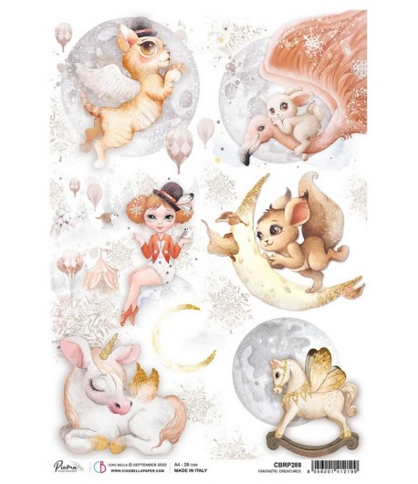 PAPIER DE RIZ A4 FANTASTIC CREATURES 21 X 29.7 CM CIAO BELLA CBRP288