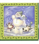 SERVIETTE BONHOMME DE NEIGE ET PINGOUINS