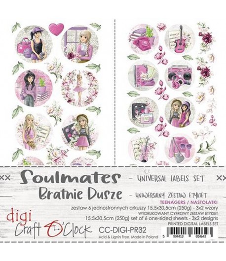 DIGI LABEL SET 15.5 X 30.5 CM -  SOULMATES
