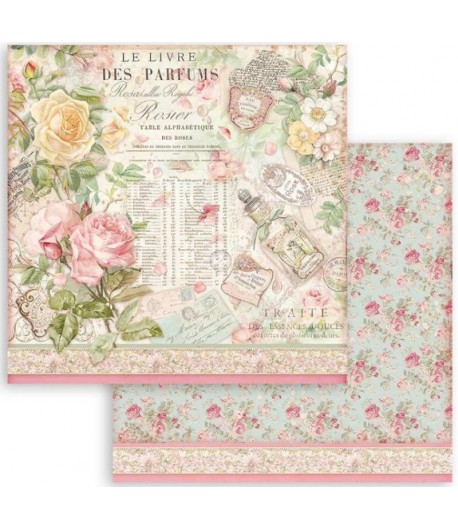 PAPIER ROSE PARFUM LE LIVRE DE PARFUM 30X30CM - SBB909 - STAMPERIA