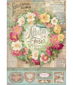 PAPIER DE RIZ A4 ROSE PARFUM - ALBUM DE ROSE 21X29.7 - DFSA4734 - STAMPERIA