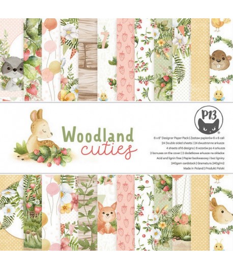 BLOC 24 FEUILLES 15 X 15 CM - WOODLAND CUTIES - PIATEK