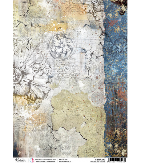 PAPIER DE RIZ A4 FRIEZES AND CRACKS 21 X 29.7 CM CIAO BELLA CBRP290