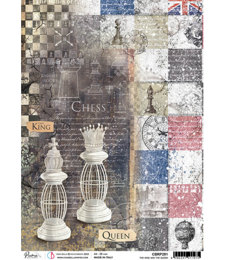 PAPIER DE RIZ A4 THE KING AND THE QUEEN 21 X 29.7 CM CIAO BELLA CBRP291