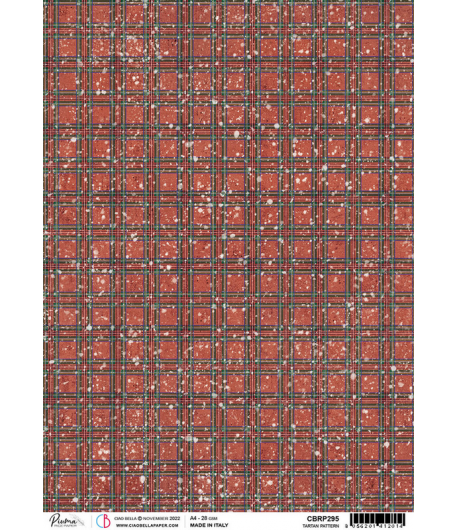 PAPIER DE RIZ A4 TARTAN PATTERN 21 X 29.7 CM CIAO BELLA CBRP295