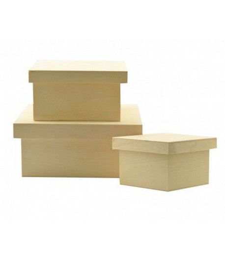 BOITES CARREES EN BOIS X3