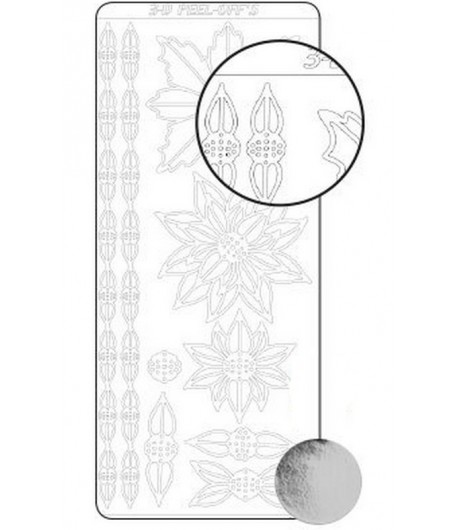 STICKERS FLEURS NOEL ARGENT