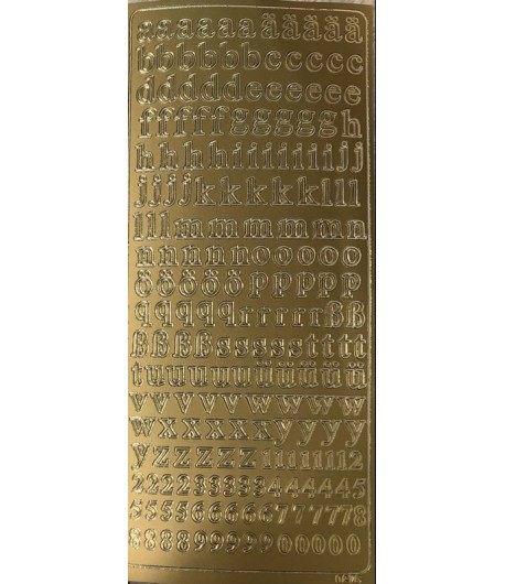 STICKERS ALPHABET ET CHIFFRES OR 0275G