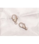 FERMOIRS CARIBINIERS EN LAITON ARGENT ANTIQUE 11MM X2