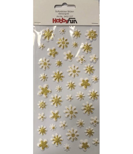 STICKERS EN RELIEF FLEURS OR