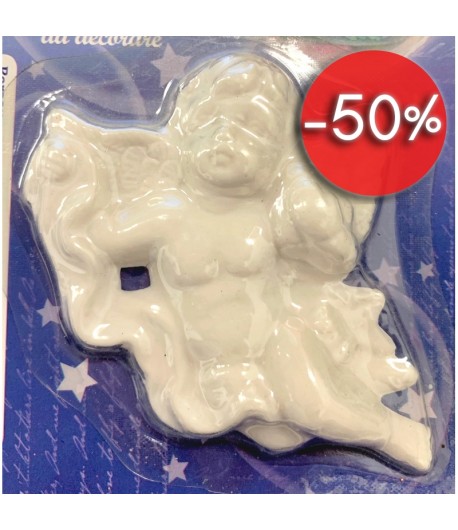 ANGE AVEC COEUR EN TERRE CUITE BLANCHE