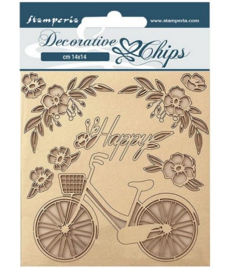 FORMES CARTON DECORATIVE CHIPS WELCOME HOME BICYCLE 14X14CM - SCB157