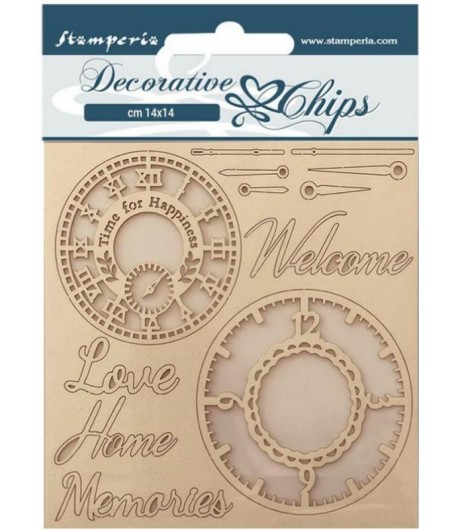 FORMES CARTON DECORATIVE CHIPS WELCOME HOME CLOCKS 14X14CM - SCB159