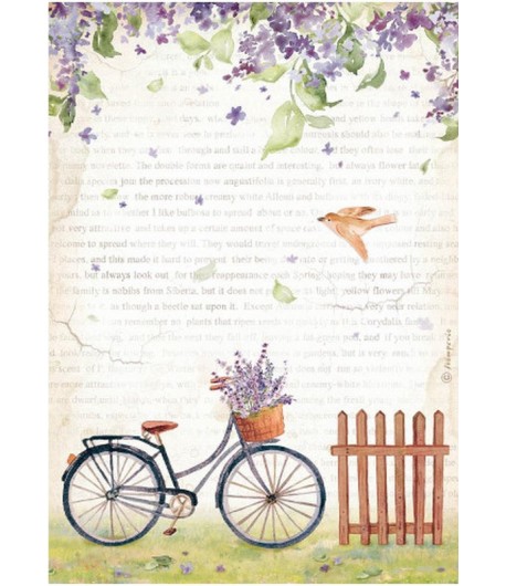 PAPIER DE RIZ A4 - WELCOME HOME BICYCLE 21X29.7 - DFSA4744 - STAMPERIA