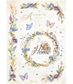 PAPIER DE RIZ A4 - WELCOME HOME GARLAND 21X29.7 - DFSA4745 - STAMPERIA