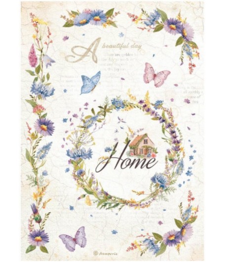 PAPIER DE RIZ A4 - WELCOME HOME GARLAND 21X29.7 - DFSA4745 - STAMPERIA