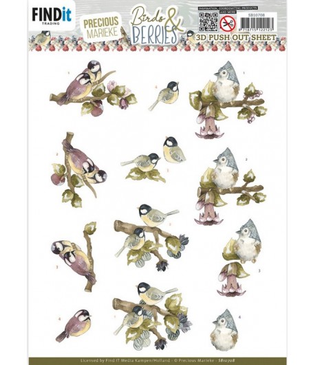 FEUILLE 3D BIRDS AND BERRIES - SB10707