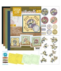 KIT STITCH AND DO FEUILLES 3D BIRDS AND BERRIES COLOUR 21