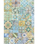 PAPIER DE RIZ A4 - BLUE DREAM TUILES 21X29.7 - DFSA4740 - STAMPERIA