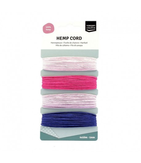 FICELLE DE CHANVRE - 4 X 10 M - PURPLE/PINK