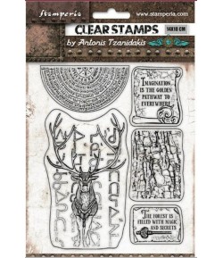 TAMPONS CLEAR MAGIC FOREST RENNE 14X18CM WTK170 STAMPERIA