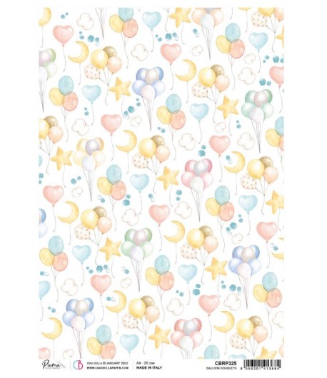 PAPIER DE RIZ A4 BALLOON BOUQUETS 21 X 29.7 CM CIAO BELLA CBRP325