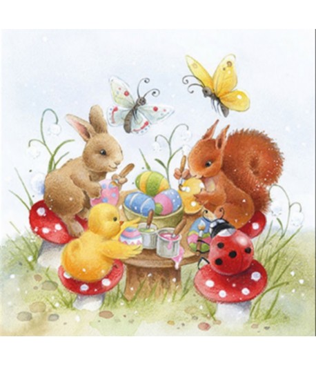 SERVIETTE LAPIN BLANC PAQUES