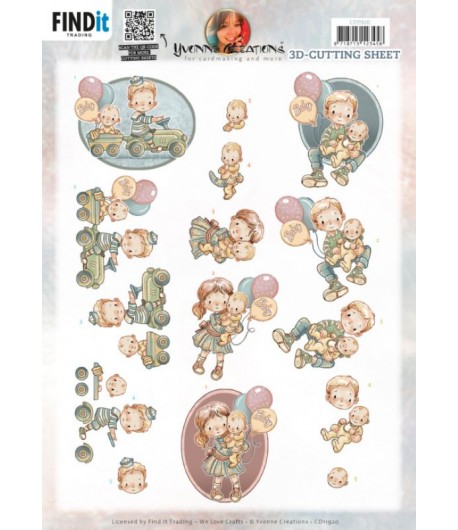 FEUILLE 3D BABY BOY AND GIRL - CD11920