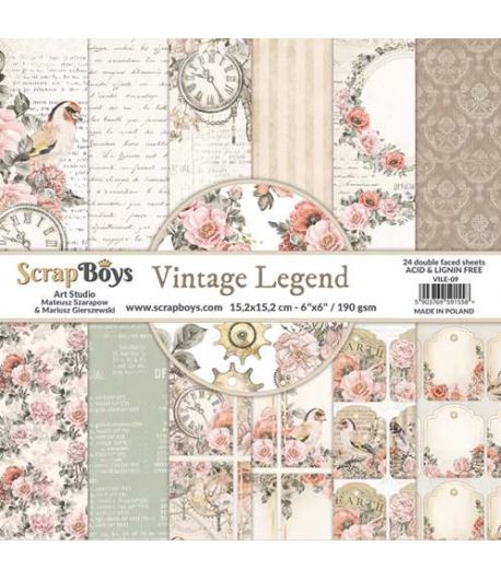 BLOC 24 FEUILLES 15 X 15 CM -  VIOLETTA - SCRAPBOYS