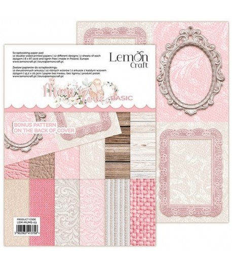 BLOC 12 FEUILLES 15 X 20 CM BACKGROUND BASIC -  MUM'S LOVE - LEMONCRAFT
