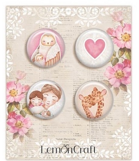 BUTTON BADGE MUM'S LOVE X 4 - LEMON CRAFT