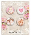 BUTTON BADGE MUM'S LOVE X 4 - LEMON CRAFT