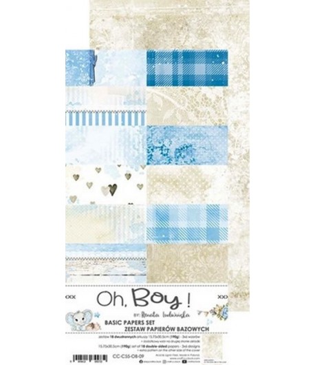 BLOC 18 FEUILLES 15.5 X 30.5 CM - BASIC PAPERS SET -  OH BOY