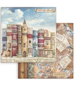 PAPIER VINTAGE LIBRARY THE WORLD OF THE BOOK 30X30CM - SBB929 - STAMPERIA
